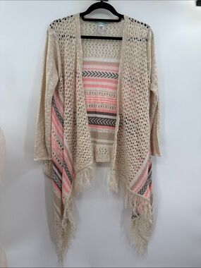 Maurice’s Knit Waterfall Cardigan with Fringe Size XL Like New